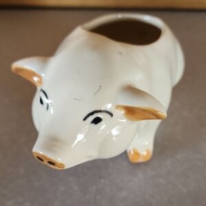 Vintage Brush McCoy 170 Ceramic Pig Planter - White with Gold. Accents